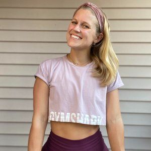Gymshark Fraction Crop Top - Pebble Pink - Medium
